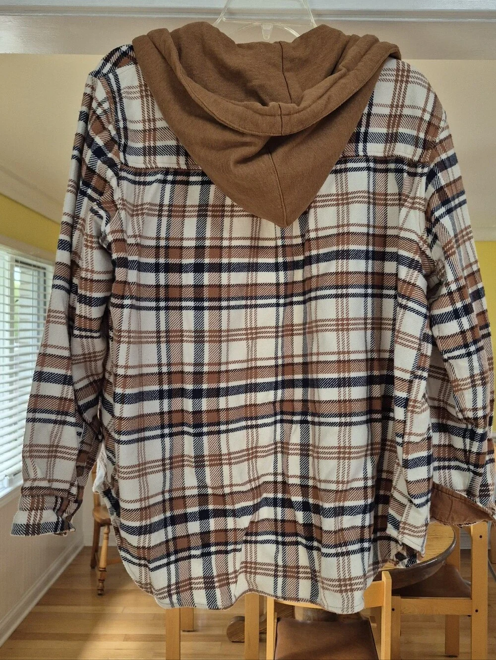 American Eagle Ultra Soft Cozy Flannel Shacket in Rust Brown - Picture 4 of 4